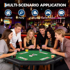 Tavolo da poker pieghevole da 48 pollici per 8 giocatori, tavolo da gioco portatile pieghevole con sponde imbottite, porta bicchieri in acciaio inossidabile, gambe in metallo pieghevoli