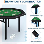 Tavolo da poker pieghevole da 48 pollici per 8 giocatori, tavolo da gioco portatile pieghevole con sponde imbottite, porta bicchieri in acciaio inossidabile, gambe in metallo pieghevoli