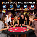 Tavolo da poker pieghevole da 48 pollici per 8 giocatori, tavolo da gioco portatile pieghevole con sponde imbottite, porta bicchieri in acciaio inossidabile, gambe in metallo pieghevoli