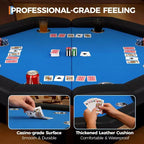 Tavolo da poker pieghevole da 48 pollici per 8 giocatori, tavolo da gioco portatile pieghevole con sponde imbottite, porta bicchieri in acciaio inossidabile, gambe in metallo pieghevoli