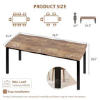 Tavolo da pranzo per 6-8 persone, tavolo rustico Wave con bordo irregolare, piano spesso in MDF e struttura in metallo, impermeabile, antigraffio, versatile, effetto marmo