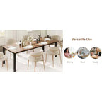 Tavolo da pranzo per 6-8 persone, tavolo rustico Wave con bordo irregolare, piano spesso in MDF e struttura in metallo, impermeabile, antigraffio, versatile, effetto marmo