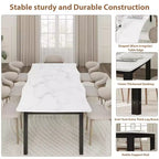 Tavolo da pranzo per 6-8 persone, tavolo rustico Wave con bordo irregolare, piano spesso in MDF e struttura in metallo, impermeabile, antigraffio, versatile, effetto marmo