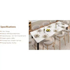 Tavolo da pranzo per 6-8 persone, tavolo rustico Wave con bordo irregolare, piano spesso in MDF e struttura in metallo, impermeabile, antigraffio, versatile, effetto marmo
