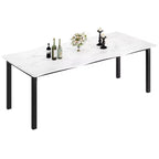 Tavolo da pranzo per 6-8 persone, tavolo rustico Wave con bordo irregolare, piano spesso in MDF e struttura in metallo, impermeabile, antigraffio, versatile, effetto marmo