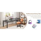 Tavolo da pranzo per 6-8 persone, tavolo rustico Wave con bordo irregolare, piano spesso in MDF e struttura in metallo, impermeabile, antigraffio, versatile, effetto marmo