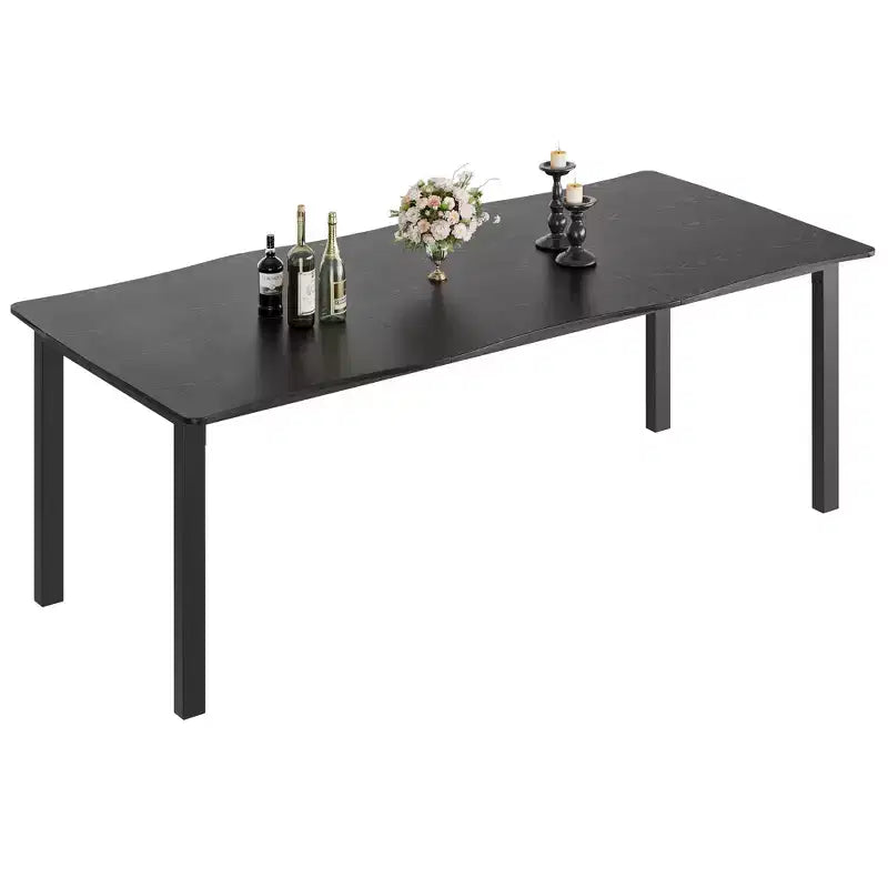 Tavolo da pranzo per 6-8 persone, tavolo rustico Wave con bordo irregolare, piano spesso in MDF e struttura in metallo, impermeabile, antigraffio, versatile, effetto marmo