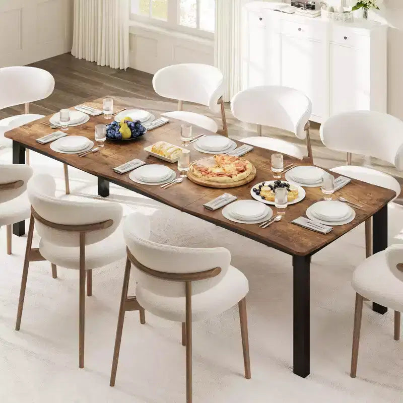 Tavolo da pranzo per 6-8 persone, tavolo rustico Wave con bordo irregolare, piano spesso in MDF e struttura in metallo, impermeabile, antigraffio, versatile, effetto marmo
