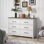 Comò a 6 cassetti con scorrimento fluido in rovere bianco perla 47 W