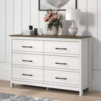 Comò a 6 cassetti con scorrimento fluido in rovere bianco perla 47 W