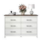 Comò a 6 cassetti con scorrimento fluido in rovere bianco perla 47 W