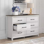 Comò a 6 cassetti con scorrimento fluido in rovere bianco perla 47 W
