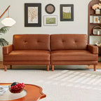 Divano moderno di lusso in pelle marrone da 240 cm Stile minimalista moderno Struttura robusta Superficie morbida, traspirante e facile da pulire