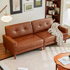 Divano moderno di lusso in pelle marrone da 240 cm Stile minimalista moderno Struttura robusta Superficie morbida, traspirante e facile da pulire