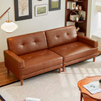 Divano moderno di lusso in pelle marrone da 240 cm Stile minimalista moderno Struttura robusta Superficie morbida, traspirante e facile da pulire