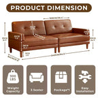 Divano moderno di lusso in pelle marrone da 240 cm Stile minimalista moderno Struttura robusta Superficie morbida, traspirante e facile da pulire