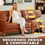 Divano moderno di lusso in pelle marrone da 240 cm Stile minimalista moderno Struttura robusta Superficie morbida, traspirante e facile da pulire