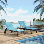 2 Sedie a Sdraio da Giardino in Tessuto con Tavolino, Set Sdraio da Esterno, Lettino da Piscina con Schienale Regolabile in 5 Posizioni, Sedia a Sdraio per Piscina, Giardino, Spiaggia