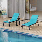 2 Patio Textile Chaise Lounge Chairs with Side Table, Outdoor Chaise Lounge Set, 5-Level Backrest Pool Lounger, Sunbathing Chair for Pool, Yard, Beach