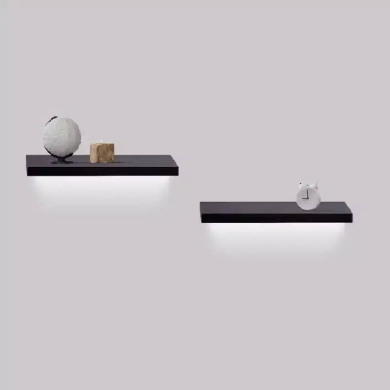 Mensola galleggiante a LED nera da 15,75 pollici con staffa invisibile per montaggio a parete in legno con LED integrato, perfetta per l'arredamento di bagno/camera da letto/cucina o come espositore per libri/piante