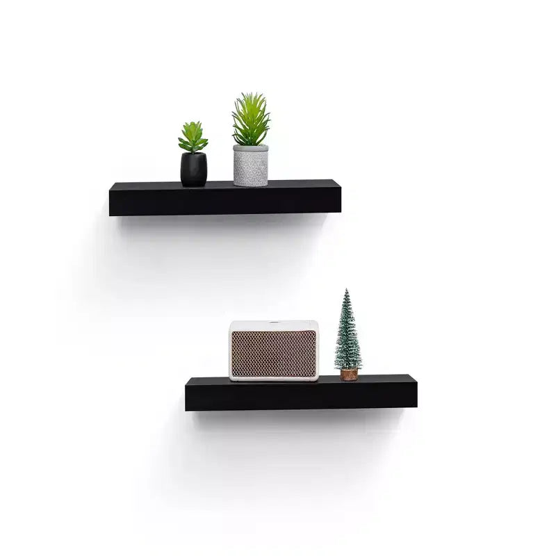 Mensola galleggiante a LED nera da 15,75 pollici con staffa invisibile per montaggio a parete in legno con LED integrato, perfetta per l'arredamento di bagno/camera da letto/cucina o come espositore per libri/piante