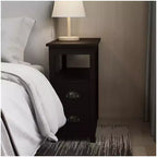 Retro Wooden End Table with Drawers and Open Shelf for Small Spaces - Brown
