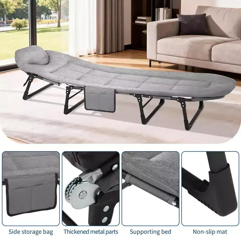 79 Letto Pieghevole Portatile con Cuscino, Brandina da Campeggio per Adulti con Supporto fino a 227 kg, Brandina da Tenda Leggera per Patio, Spiaggia, Interni ed Esterni