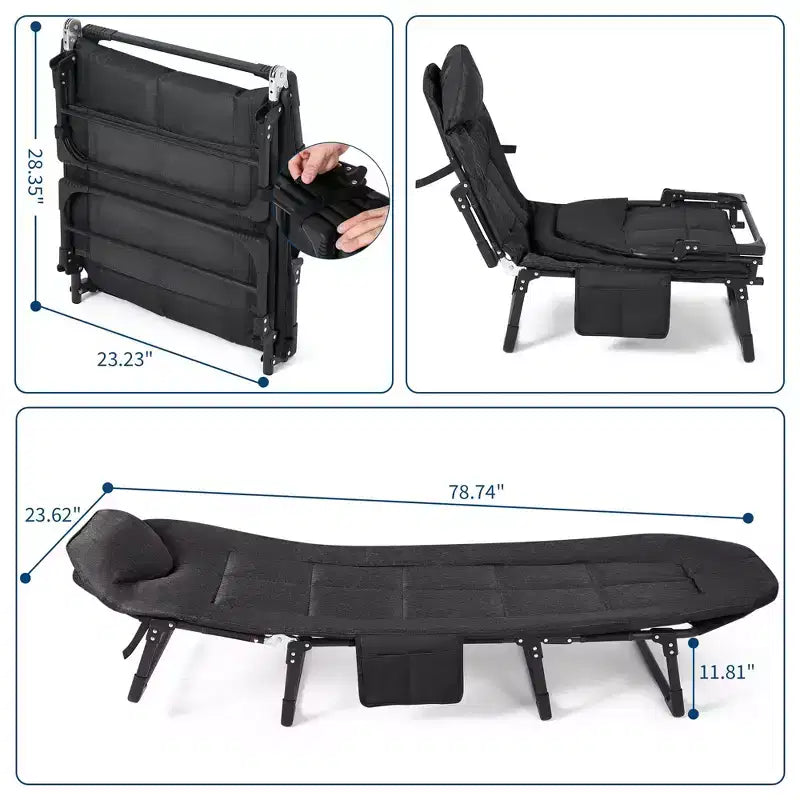 79 Letto Pieghevole Portatile con Cuscino, Brandina da Campeggio per Adulti con Supporto fino a 227 kg, Brandina da Tenda Leggera per Patio, Spiaggia, Interni ed Esterni