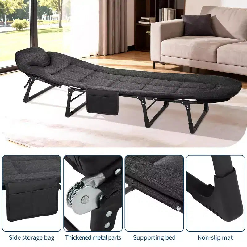 79 Letto Pieghevole Portatile con Cuscino, Brandina da Campeggio per Adulti con Supporto fino a 227 kg, Brandina da Tenda Leggera per Patio, Spiaggia, Interni ed Esterni