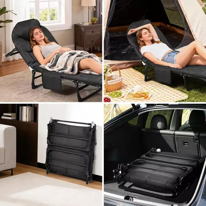 79 Letto Pieghevole Portatile con Cuscino, Brandina da Campeggio per Adulti con Supporto fino a 227 kg, Brandina da Tenda Leggera per Patio, Spiaggia, Interni ed Esterni