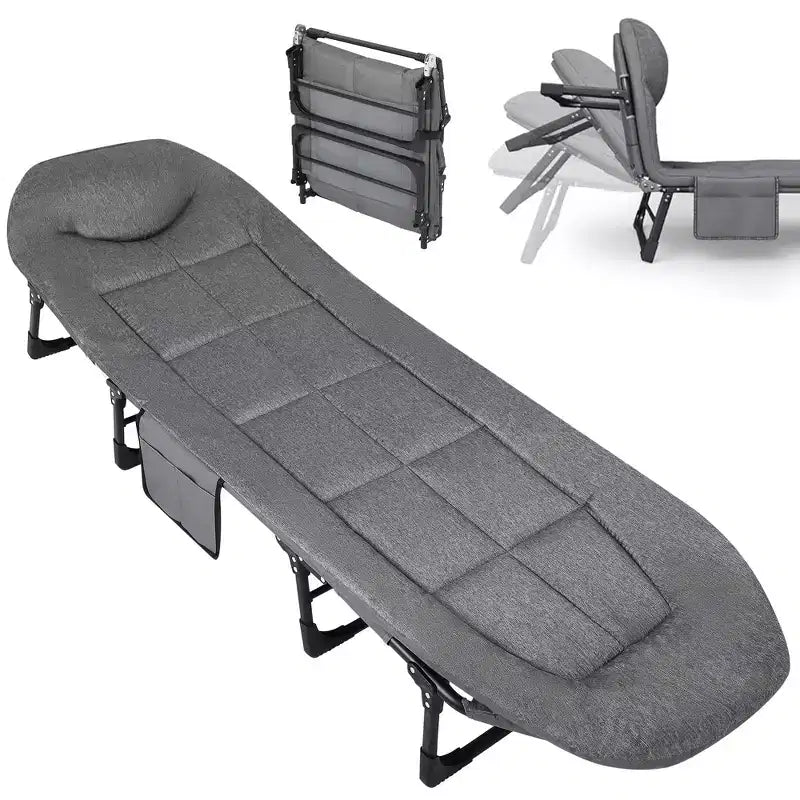 79 Letto Pieghevole Portatile con Cuscino, Brandina da Campeggio per Adulti con Supporto fino a 227 kg, Brandina da Tenda Leggera per Patio, Spiaggia, Interni ed Esterni