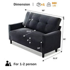 Divanetto piccolo, divano comodo da 127 cm con cuscini spessi, divanetto con montaggio senza attrezzi per camera da letto, divanetto piccolo per spazi ristretti