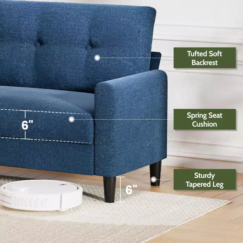 Divanetto piccolo, divano comodo da 127 cm con cuscini spessi, divanetto con montaggio senza attrezzi per camera da letto, divanetto piccolo per spazi ristretti