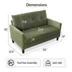 Divanetto piccolo, divano comodo da 127 cm con cuscini spessi, divanetto con montaggio senza attrezzi per camera da letto, divanetto piccolo per spazi ristretti