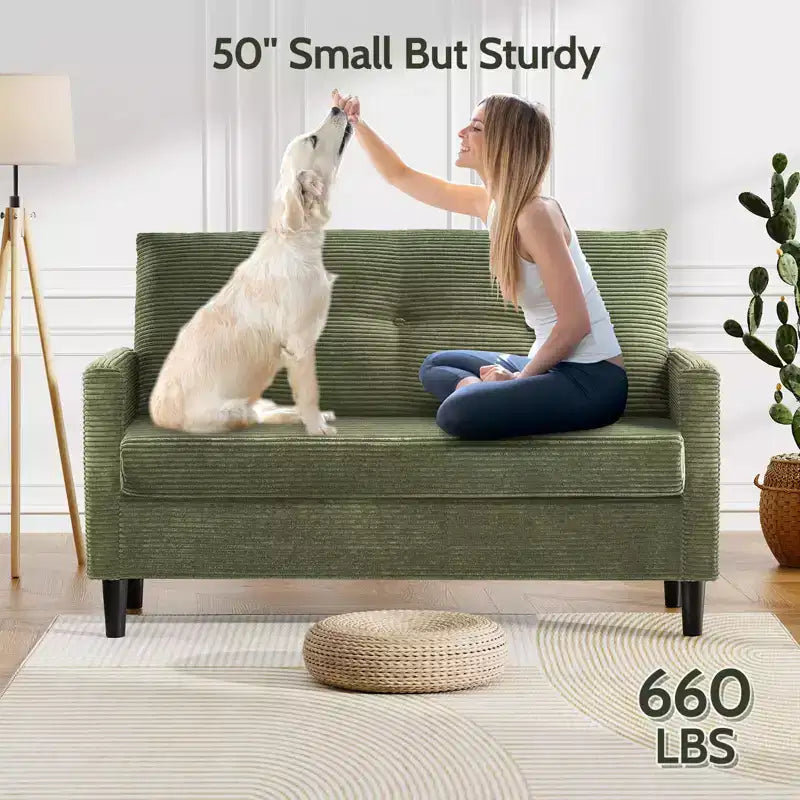 Divanetto piccolo, divano comodo da 127 cm con cuscini spessi, divanetto con montaggio senza attrezzi per camera da letto, divanetto piccolo per spazi ristretti
