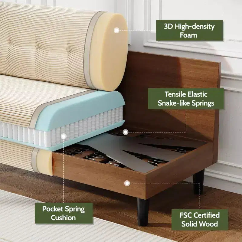 Divanetto piccolo, divano comodo da 127 cm con cuscini spessi, divanetto con montaggio senza attrezzi per camera da letto, divanetto piccolo per spazi ristretti