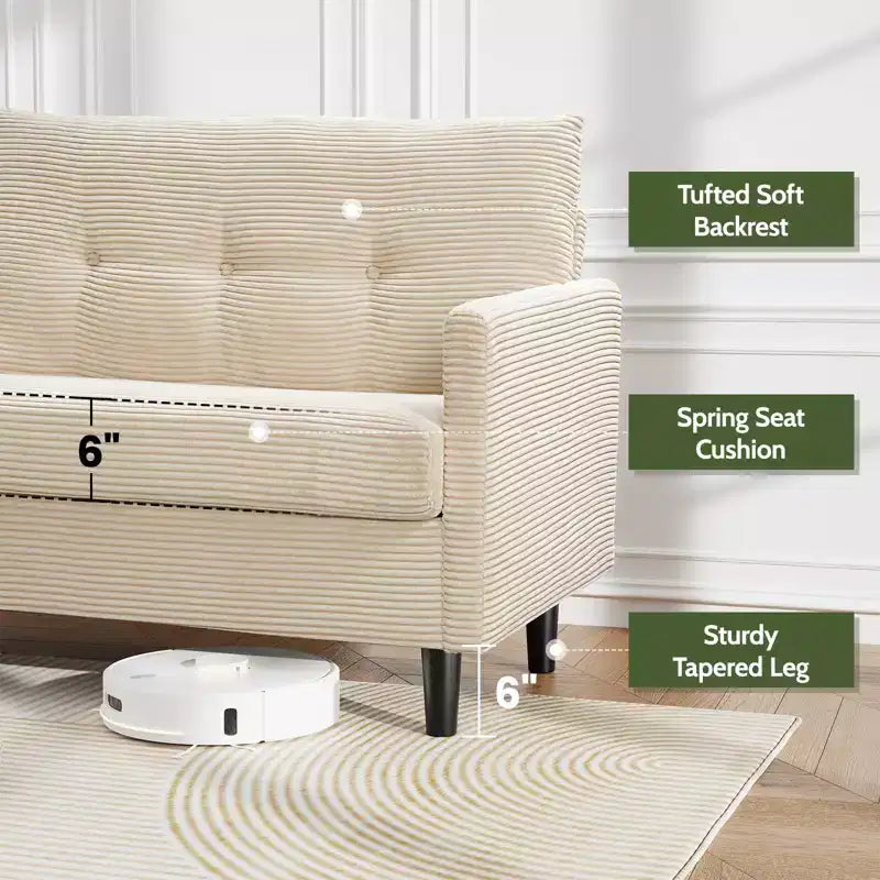 Divanetto piccolo, divano comodo da 127 cm con cuscini spessi, divanetto con montaggio senza attrezzi per camera da letto, divanetto piccolo per spazi ristretti