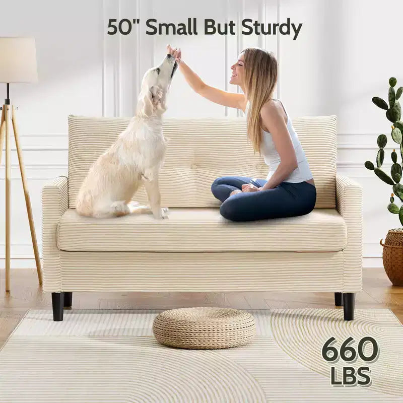 Divanetto piccolo, divano comodo da 127 cm con cuscini spessi, divanetto con montaggio senza attrezzi per camera da letto, divanetto piccolo per spazi ristretti