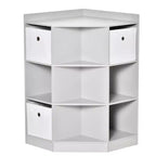 Mobile Angolare per Bambini, Organizer con Scomparti per Giocattoli, Scaffale con Tre Cesti per Sala Giochi, Camera da Letto, Soggiorno, Grigio