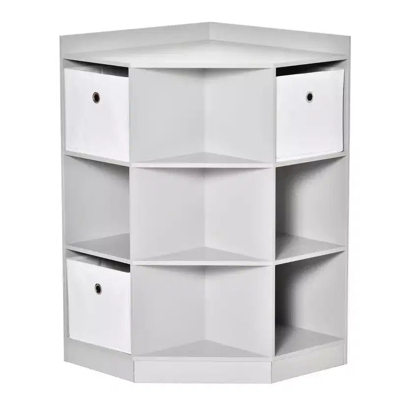 Mobile Angolare per Bambini, Organizer con Scomparti per Giocattoli, Scaffale con Tre Cesti per Sala Giochi, Camera da Letto, Soggiorno, Grigio
