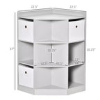 Mobile Angolare per Bambini, Organizer con Scomparti per Giocattoli, Scaffale con Tre Cesti per Sala Giochi, Camera da Letto, Soggiorno, Grigio