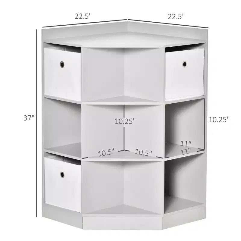 Mobile Angolare per Bambini, Organizer con Scomparti per Giocattoli, Scaffale con Tre Cesti per Sala Giochi, Camera da Letto, Soggiorno, Grigio