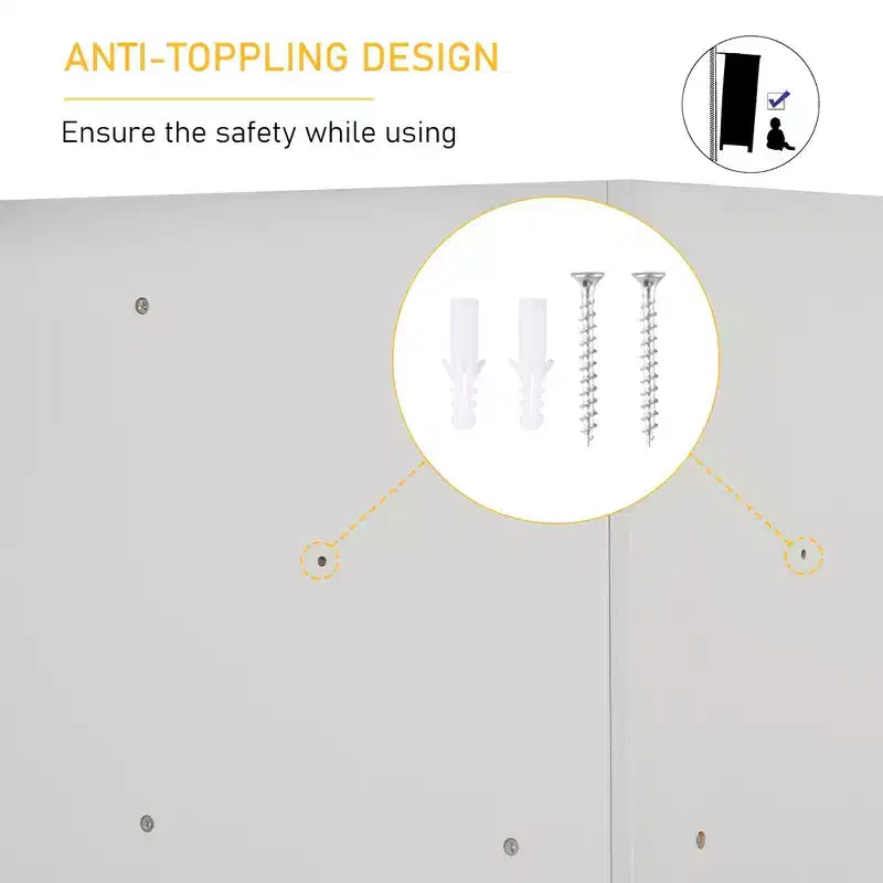 Mobile Angolare per Bambini, Organizer con Scomparti per Giocattoli, Scaffale con Tre Cesti per Sala Giochi, Camera da Letto, Soggiorno, Grigio