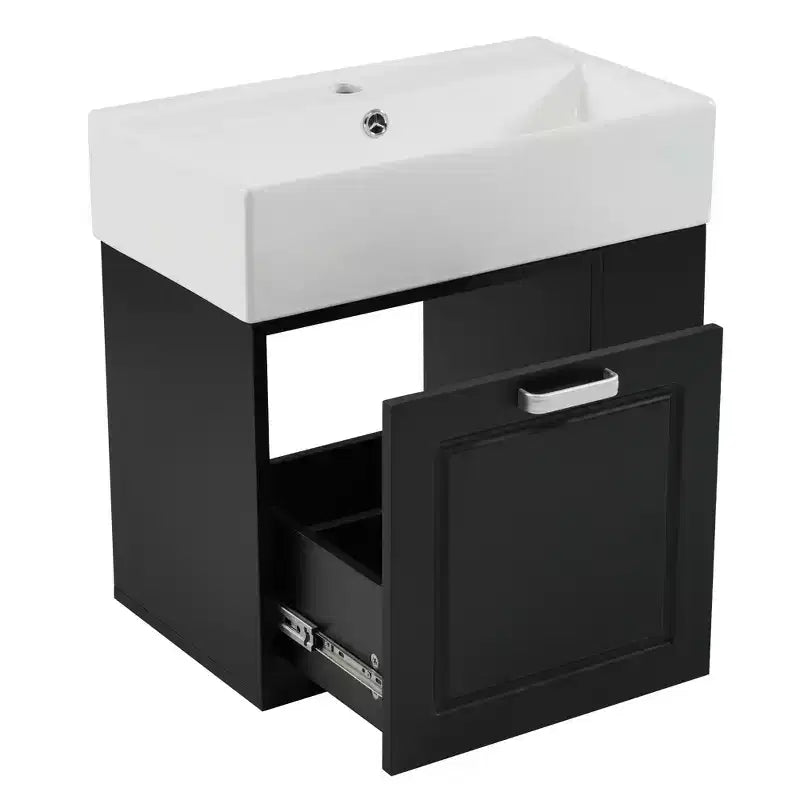 Mobiletto da bagno da parete 21.8 con lavabo, Mobiletto contenitore da bagno con cassetti, Mobile lavabo singolo con ripiano regolabile