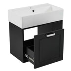 Mobiletto da bagno da parete 21.8 con lavabo, Mobiletto contenitore da bagno con cassetti, Mobile lavabo singolo con ripiano regolabile