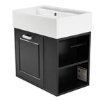 Mobiletto da bagno da parete 21.8 con lavabo, Mobiletto contenitore da bagno con cassetti, Mobile lavabo singolo con ripiano regolabile