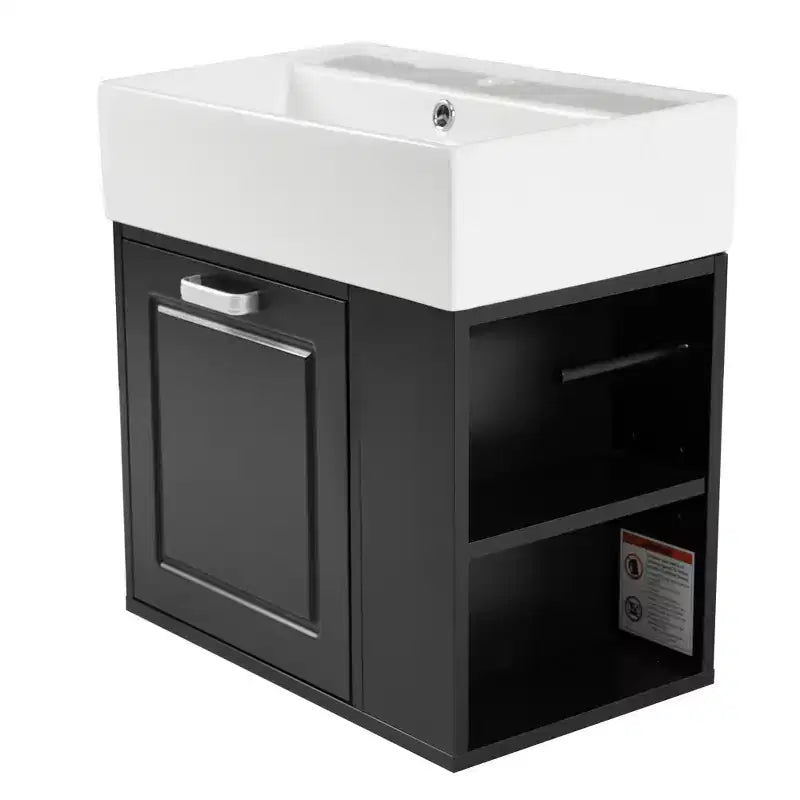 Mobiletto da bagno da parete 21.8 con lavabo, Mobiletto contenitore da bagno con cassetti, Mobile lavabo singolo con ripiano regolabile