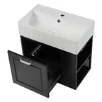 Mobiletto da bagno da parete 21.8 con lavabo, Mobiletto contenitore da bagno con cassetti, Mobile lavabo singolo con ripiano regolabile