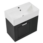 Mobiletto da bagno da parete 21.8 con lavabo, Mobiletto contenitore da bagno con cassetti, Mobile lavabo singolo con ripiano regolabile