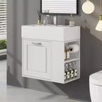 Mobiletto da bagno da parete 21.8 con lavabo, Mobiletto contenitore da bagno con cassetti, Mobile lavabo singolo con ripiano regolabile